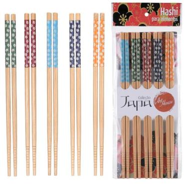 Imagem de Hashi Kit 5 Pares Para Cozinha Oriental Sushi Sashimi Bambu - Art Hous