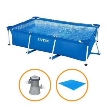 Imagem de Piscina Estrutural Retangular 2.282 Litros Com Filtro e Forro Intex, 1