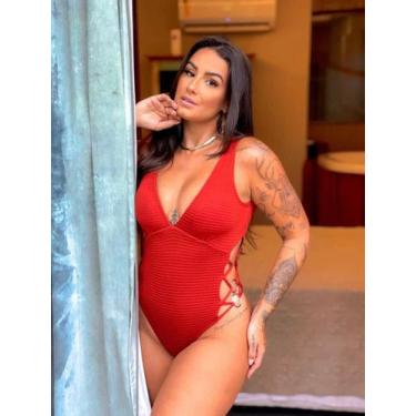 Imagem de Maiô/body canelado com argolas - Lisa Biquínis , Terra cota, GG