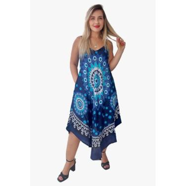 Imagem de Vestido Feminino Indiano Alça Trapézio C/Regulagem e Bolso Plus Size-C