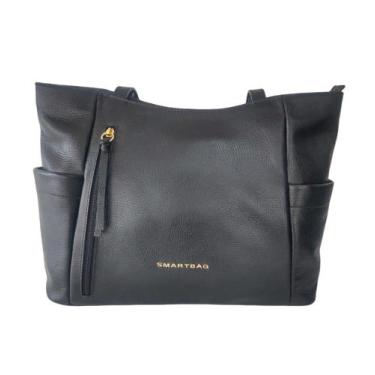 Imagem de Bolsa shopping bag com bolsos laterais smartbag couro, PRETO, UN