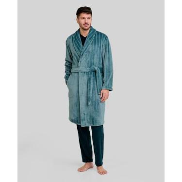 Imagem de Pijama Feminino Longo com Entredós Macio Azul Celeste Lohe, Verde, M