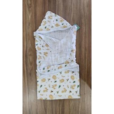 Imagem de Toalhão de banho com capuz soft - raposa  4564 07 bege - baby dufy - S