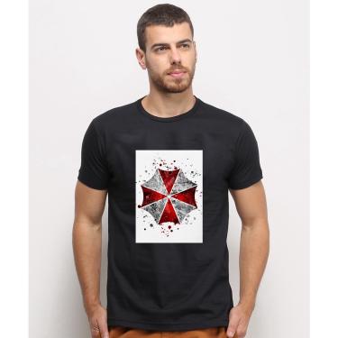 Imagem de Camiseta masculina Preta algodao Gamer Logo Umbrella Resident Evil