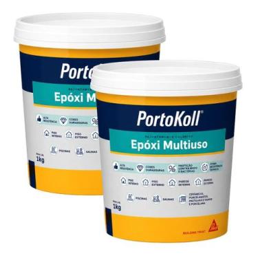 Imagem de Rejunte Epóxi Multiuso Colorido PortoKoll - Verde Água 1kg - SIKA