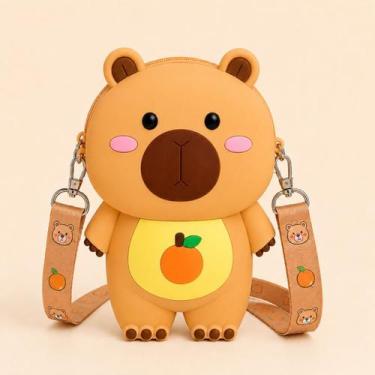 Imagem de Bolsinha Mini Infantil Capivara Capy bala Mochilinha Silicone Confortá
