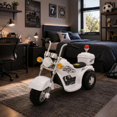Imagem de Mini Moto Elétrica Infantil Triciclo 6V Com Luzes Som Sirene Recarregá