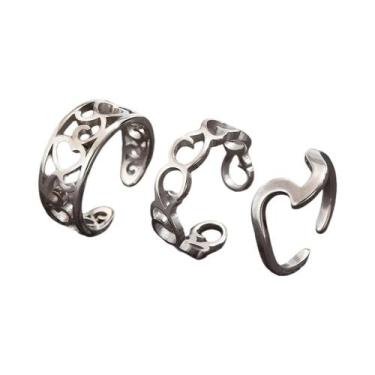 Imagem de Conjunto De Anéis De Dedo Ajustáveis Banhados a Ouro 14K Para Mulheres