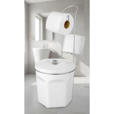 Imagem de Suporte Para Papel Higiênico Com Lixeira 6L Aço Cromado - Congratulati