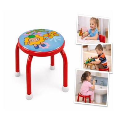 Imagem de Banqueta Infantil Cadeira Degrau Multiuso com Estrutura em Metal Resistente Vermelho Yeet 26CM