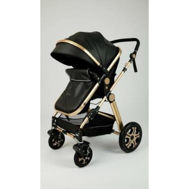 Imagem de Carrinho de Bebê Travel System Reclinável Preto e Dourado - Congratula