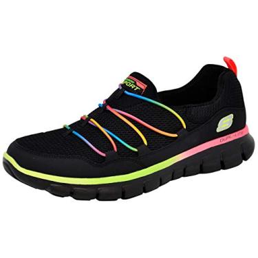 Imagem de Skechers Sport Women's Loving Life Memory Foam Fashion Sneaker, Black/Black/Multi, 6.5 W US