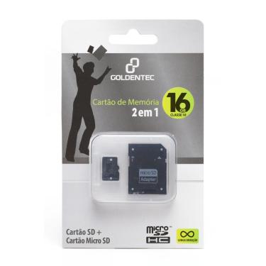 Imagem de Cartão De Memória Microsd 16gb Classe 10 Goldentec Mc110gt + Adaptador Sd