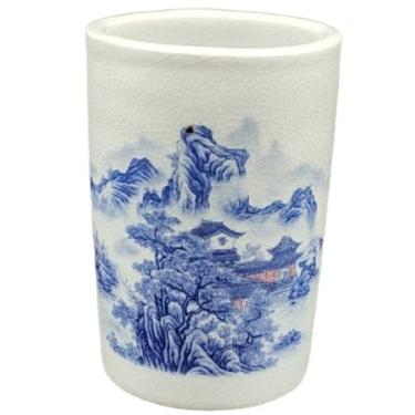 Imagem de 11,5 cm Antigo Qing Guangxu Azul Branco Porcelana Padrão Porta-caneta Decoração