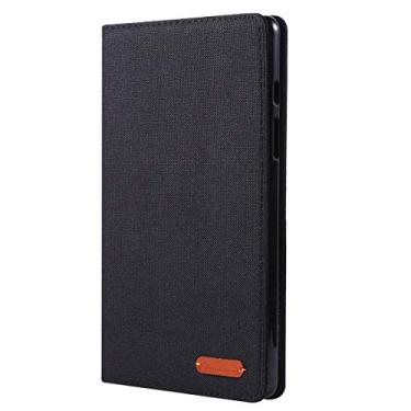 Imagem de CHAJIJIAO Capa ultrafina para Galaxy Tab A8.0 T290 / T295 (2019) Capa de couro PU horizontal flip de tecido com suporte e compartimentos para cartões (preto) Capa traseira para tablet (cor preta)