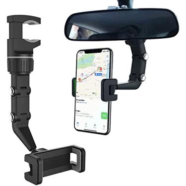 Imagem de Suporte de telefone multifuncional para espelho retrovisor, suporte de telefone de 360°, suporte de telefone para carro, carro, casa, cozinha, maioria dos telefones celulares (cinza)