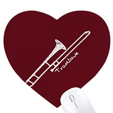 Imagem de Mouse pad de borracha com instrumento clássico musical Trombone coração para escritório