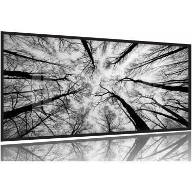 Imagem de Quadro Moderno Árvores Preto e Branco Para Sala 130x60 Moldura Preta 2x2