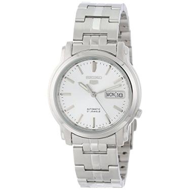 Imagem de Seiko Relógio masculino SNKK65 Seiko 5 automático de aço inoxidável com mostrador prateado, Prata, Movimento de quartzo
