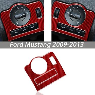 Imagem de FINMOKAL Interruptor De Farol Interior De Fibra De Carbono Tampa De Acabamento Para Ford Mustang 2009-2013 Preto, Fibra De Carbono