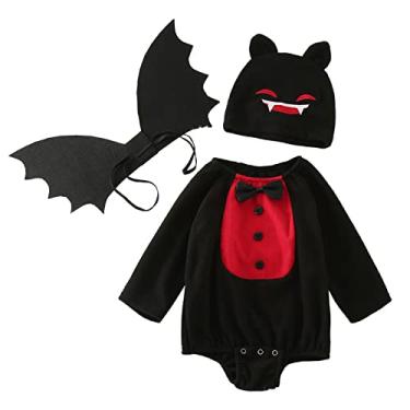 Imagem de Macacão para bebês recém-nascidos meninos meninas Halloween Morcego Monstro lã macia cosplay bebê menino Natal (vermelho, 6-12 meses)