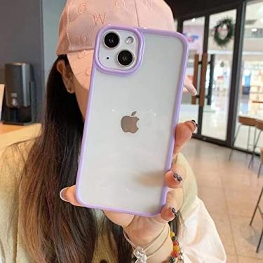 Imagem de Capa transparente à prova de choque para iPhone 13 12 Mini 11 Pro XR X XS Max 8 7 Plus SE 2020 Capa de acrílico macio transparente, roxo, para iPhone 12 Pro