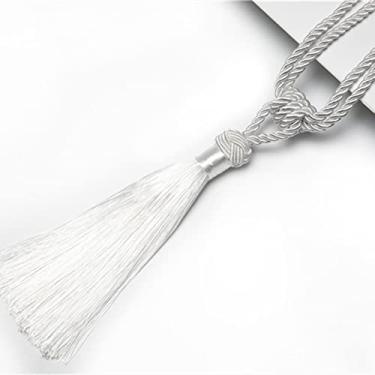 Imagem de 1 peça Suporte de Cortina Tieback Acessório de Cortina Feito à Mão Borlas Bola Pendurada Franja Amarração Traseira Cortina Borla Decoração de Casa, Branco, 1 peça