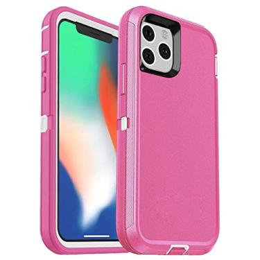 Imagem de in1 para iphone12 13 pro max xs max capa capa de cinto clipe de proteção resistente capa para iphone 7 8 plus, branco rosa choque, para iphone 12 12pro