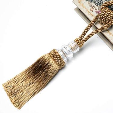 Imagem de 2 peças borlas cortinas tieback bolas de plástico titular acessório guarnição acessórios fivela corda enfeites de decoração para casa, drak amarelo