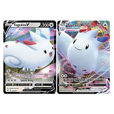 Imagem de Pokemon Conjunto de cartas Vmax – Togekiss VMAX 141/185 e Togekiss V 140/185 – Tensão vívida – Lote de cartas ultra raro