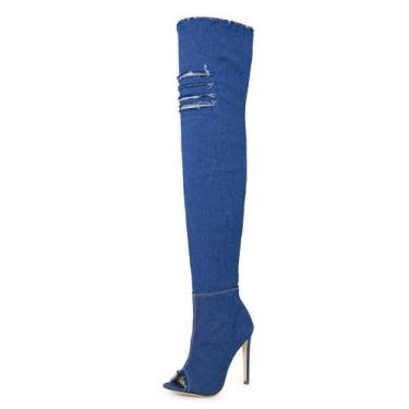 Imagem de Bota Feminina Over The Knee Conceito Fashion 776806 Azul - Bellagio