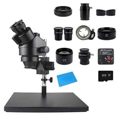 Imagem de Lâminas de microscópio de laboratório 3,5 x 90 x zoom simulfocal simultâneo microscópio estéreo industrial 38 MP 1080p peças de microscópio de câmera HDMI (cor: 3,5 x 180 x 38 MP A)