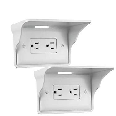 Imagem de LOUIS FELT Prateleira de tomada de parede horizontal. Organizador de prateleira de parede doméstico para tomadas. Perfeito para banheiro, cozinha, quartos com gerenciamento de cabos e fácil