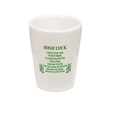 Imagem de Copo de vidro de shot de cerâmica, trevo de quatro folhas, irlandês, São Patrício, celta May You Be Half a Hour in Heaven Before The Devil Know You're Dead