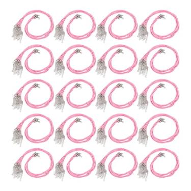Imagem de 200 Peças de Cordão de Colar Encerado, Com Fecho Lagosta Comprimento Ajustável Corda Faça você Mesmo para Colar Pulseira para Fazer Joias (Rosa)