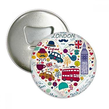 Imagem de Love Heart Big Ben Ônibus Reino Unido Ponto de Referência Bandeira Abridor de Garrafas Emblema Imã de Geladeira Emblema Multifuncional