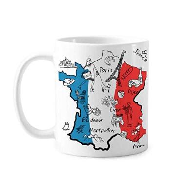 Imagem de Mapa da cidade França Marco Nacional Caneca Cerâmica Café Porcelana Utensílios de Mesa