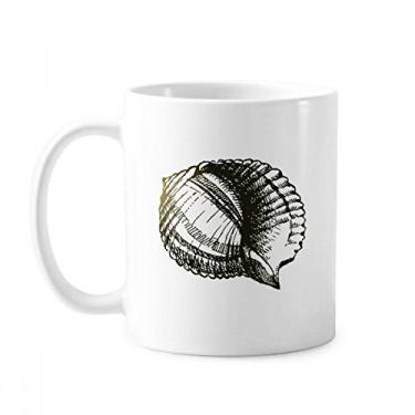 Imagem de Caneca de cerâmica com ilustração de vida marinha em cerâmica com vieira preta