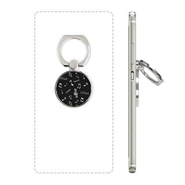 Imagem de Suporte universal de anel de telefone preto com letras e notas de música branca
