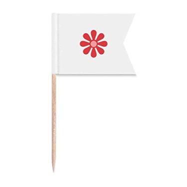 Imagem de Bandeiras simples de palito de dente vermelho-escuro para marcação de etiquetas para bolo de festa, comida e queijos