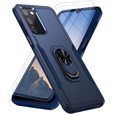Imagem de Capa para celular Samsung Galaxy A03S [proteção contra quedas de grau militar de 3,8 m], capa para Samsung A03S com 2 películas de vidro temperado, capa de telefone com suporte à prova de choque para