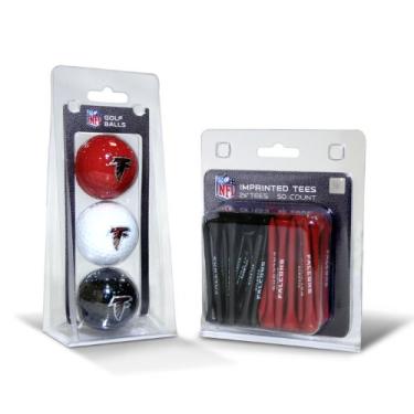 Imagem de Team Golf Bolas de golfe impressas com logotipo NFL Atlanta Falcons (3 unidades) e camisetas de golfe de 7 cm (50 unidades), multicoloridas