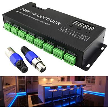 Imagem de AZIMOM Controlador de decodificador DMX de 24 canais com display digital DC5V-24V 3A/CH RGB DMX512 fita de controle de led decodificador de luz