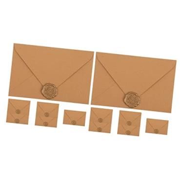 Imagem de ifundom 12 Conjuntos Envelopes 5x7 Para Convites Adesivos De Envelope De Casamento Adesivos De Selo De Envelope Envelopes De Papel Kraft Auto- Lacre Plástico Papel Especial Definir Noiva