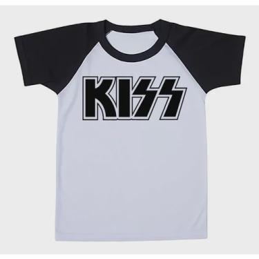 Imagem de Camiseta Infantil Raglan Banda De Rock Kiss Rock Band