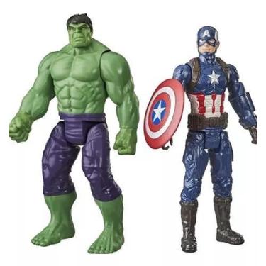 Imagem de Kit Figura Boneco Capitão América E Hulk Titan Series 30cm Hasbro