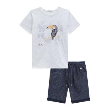 Imagem de Conjunto De Camiseta Em Meia Malha E Bermuda Em Cotton Jeans - Lucboo