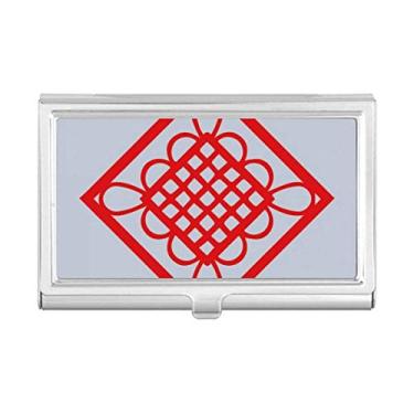 Imagem de Porta-cartões de visita com recorte de papel e nó chinês vermelho diamante