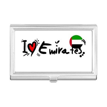 Imagem de Porta-cartões I Love Emirates Bandeira de palavras Love Heart Ilustration, porta-cartões de visita, caixa de bolso