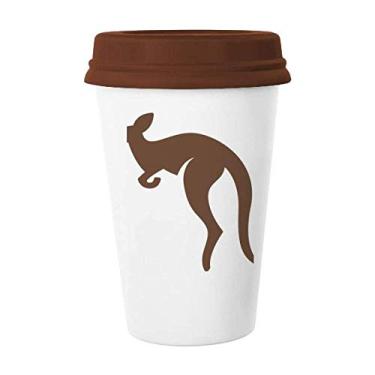 Imagem de Caneca de cerâmica com contorno marrom estilo canguru, sabor Austrália, copo de cerâmica